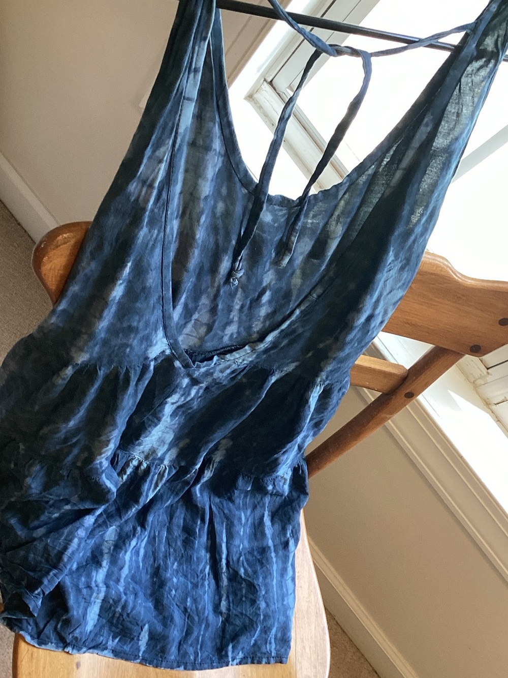 Women's Blue Tie-Dye Sleeveless Sundress